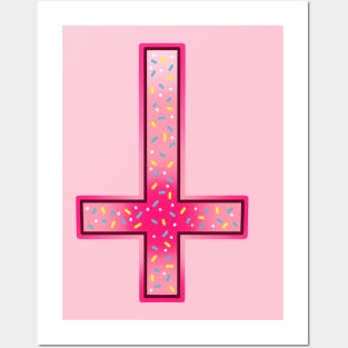 cute pink inverted cross Posters and Art